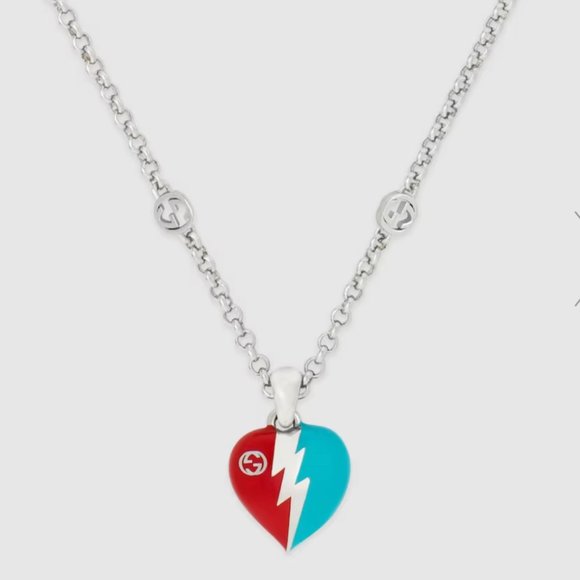 Gucci Interlocking G Heart Lightning Charm Necklace NEW IN BOX - Picture 1 of 10